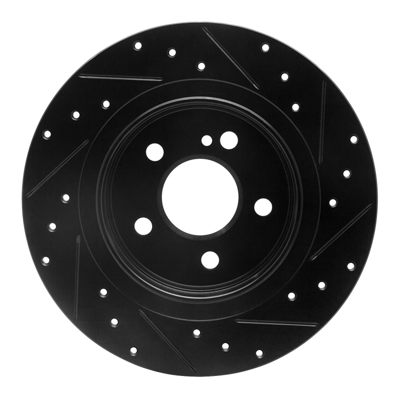 Mercedes-Benz C250 Brake Rotor (1) - Rear Left - R1 Concepts - Drilled & Slotted - Black - `08-`15